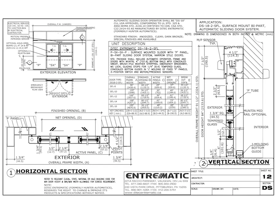 blueprints ditec automatic doors details